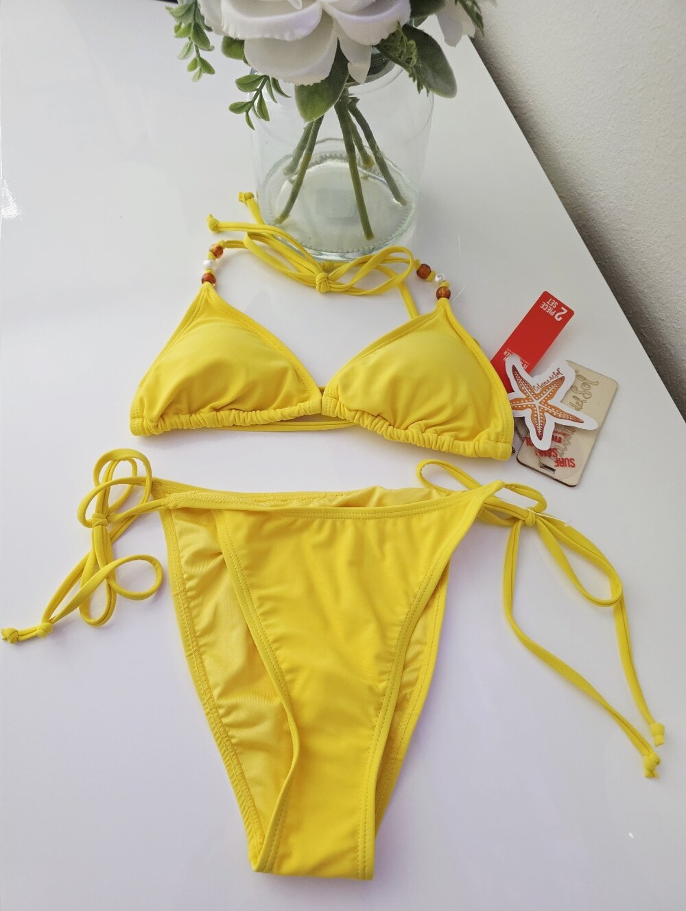CABANA DEL SOL🌝 Brand New Triangle Bikini Top & Tie Side Bottom SIZE S